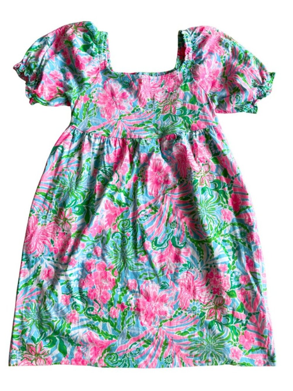 Lilly Pulitzer 100% Cotton Girl's Leaf It Wild Mini Delaney Dress - Sz LG (8/10)